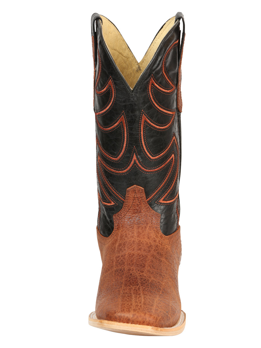 El General Men’s Leather Cowboy Boots - Made in Mexico - Embossed Elephant Print - Cognac 45769 — view 7