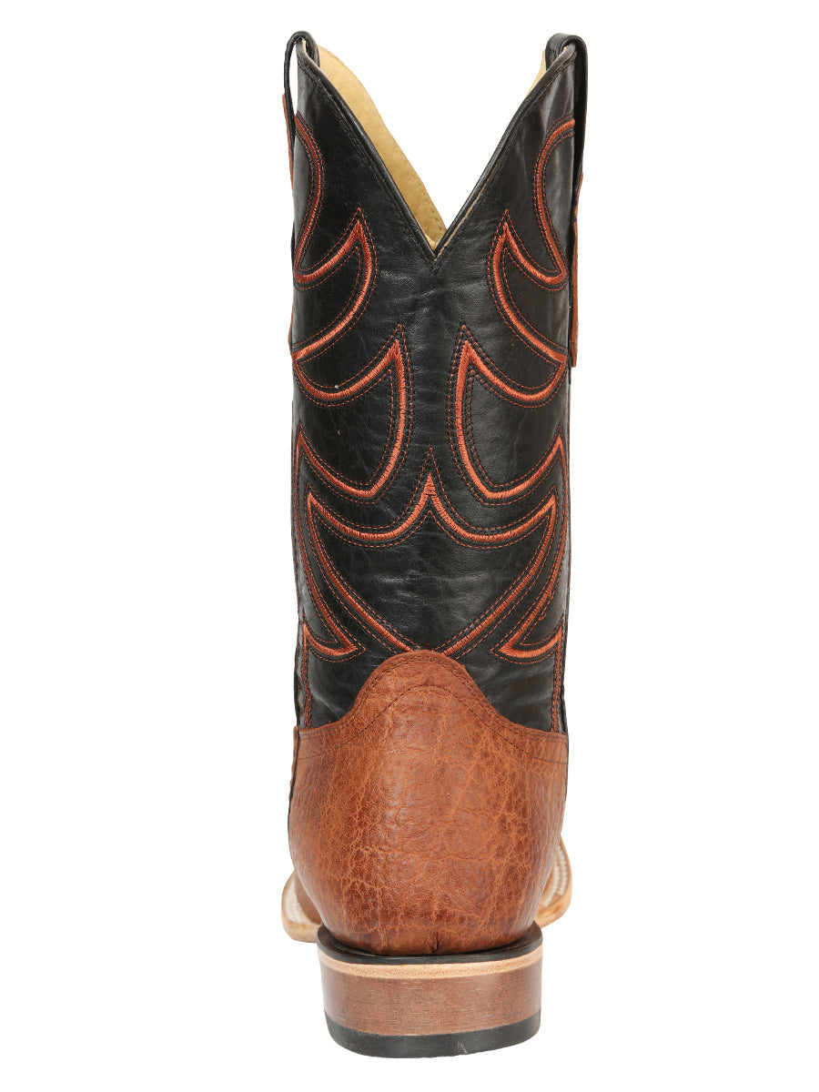 El General Men’s Leather Cowboy Boots - Made in Mexico - Embossed Elephant Print - Cognac 45769 — view 8