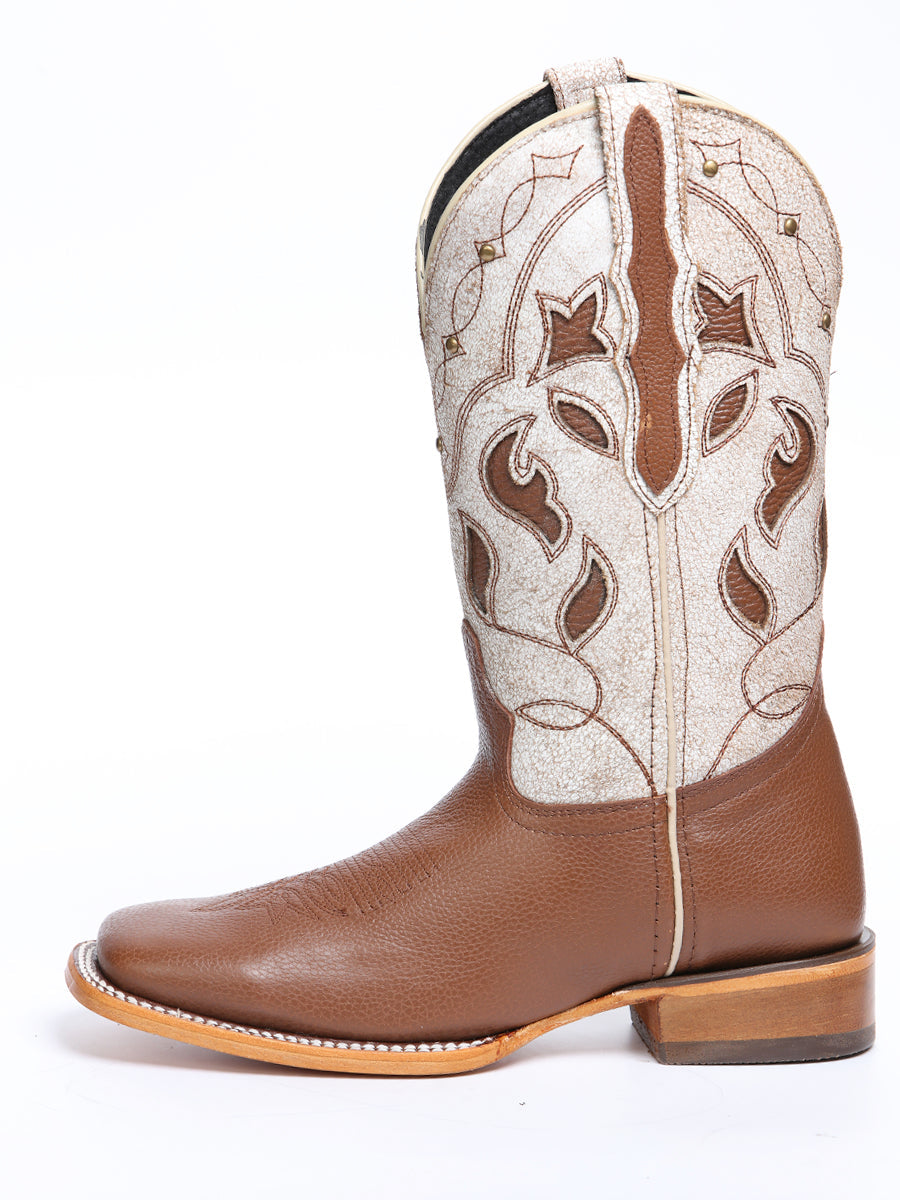 El General Women's Leather Cowgirl Boots - Made in Mexico - Honey Brown 45776 — view 5
