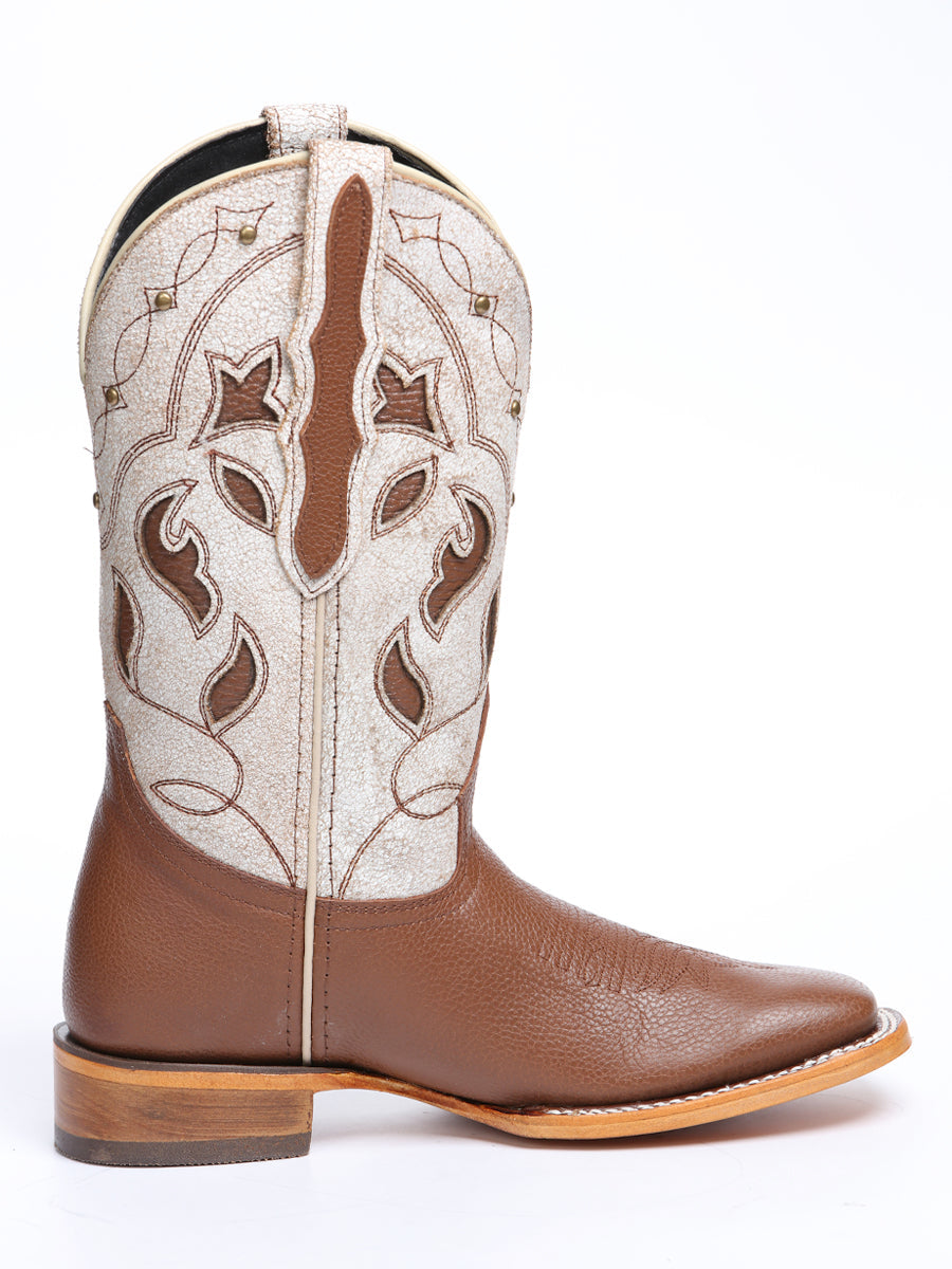 El General Women's Leather Cowgirl Boots - Made in Mexico - Honey Brown 45776 — view 6