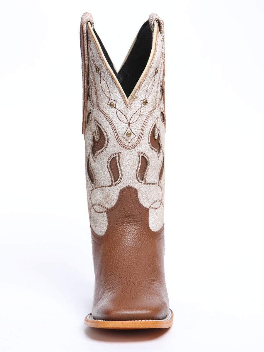 El General Women's Leather Cowgirl Boots - Made in Mexico - Honey Brown 45776 — view 7