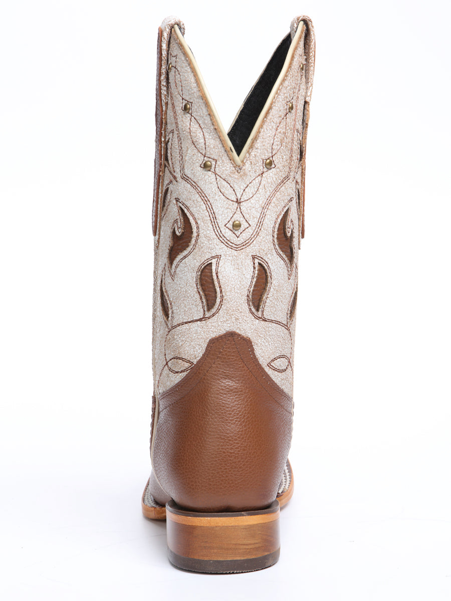 El General Women's Leather Cowgirl Boots - Made in Mexico - Honey Brown 45776 — view 8