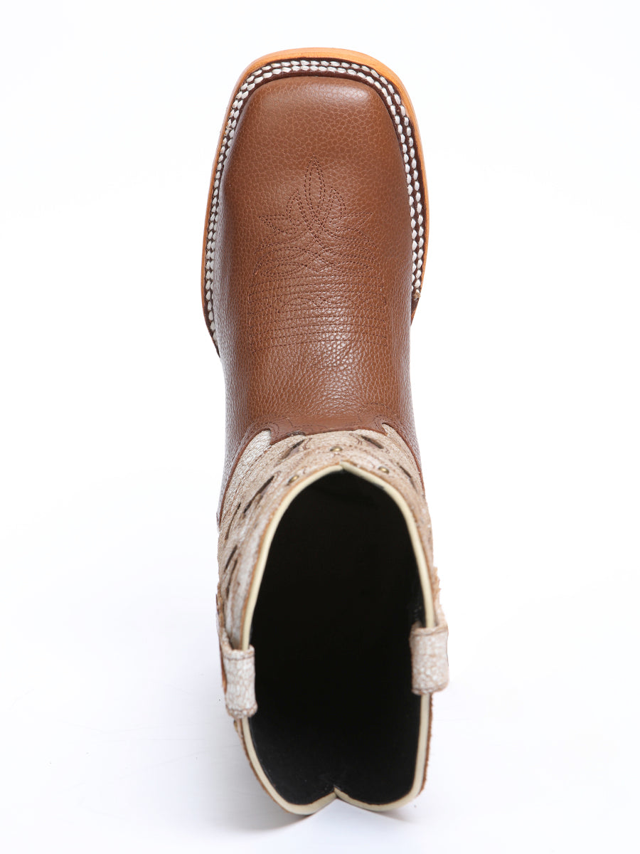 El General Women's Leather Cowgirl Boots - Made in Mexico - Honey Brown 45776 — view 9