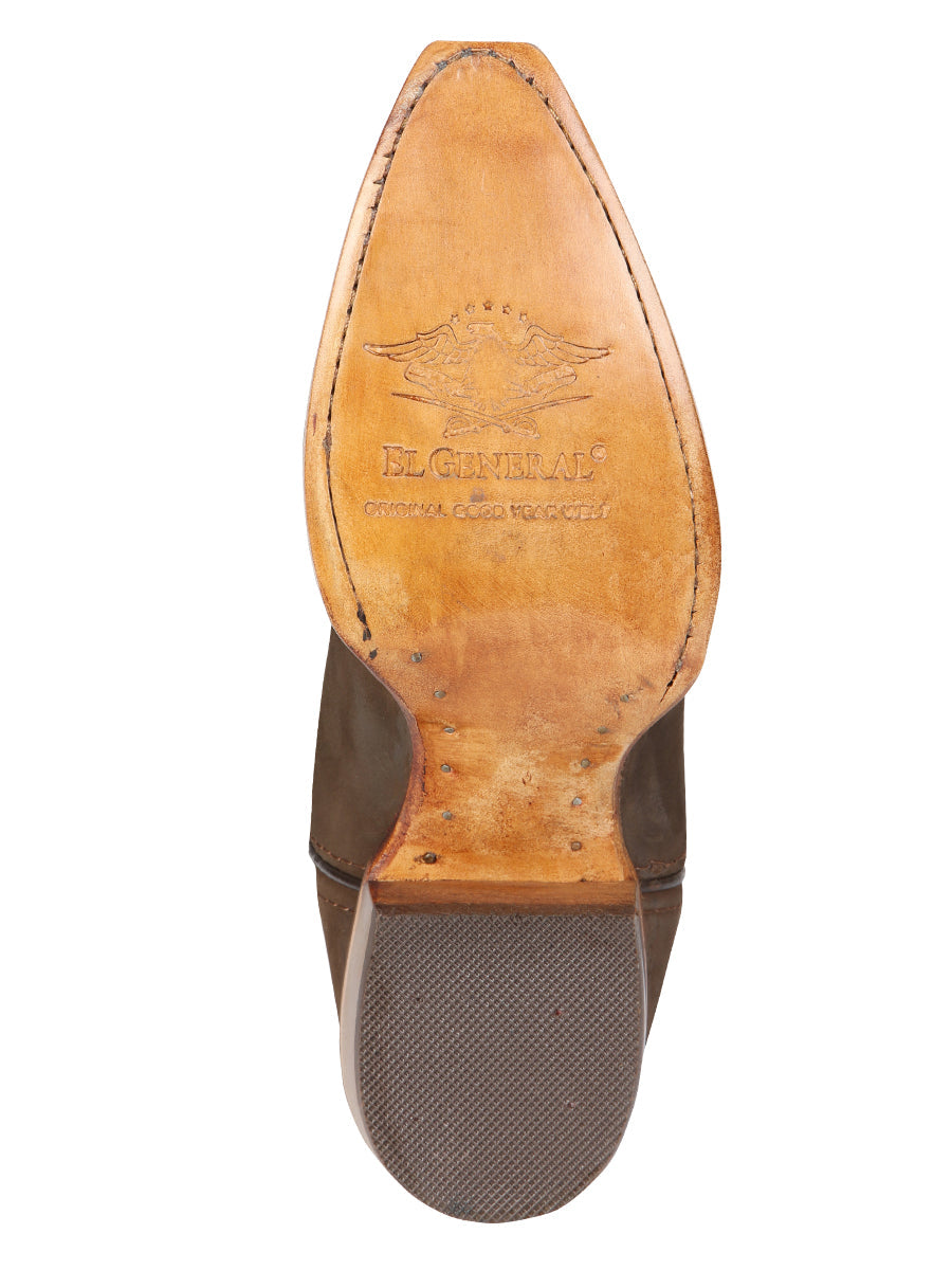 El General Women's Leather Cowboy Boots - Made in Mexico - Nubuck Camel Brown 45778 — view 10