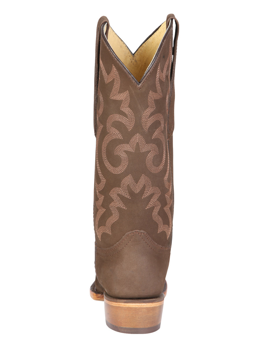 El General Women's Leather Cowboy Boots - Made in Mexico - Nubuck Camel Brown 45778 — view 8