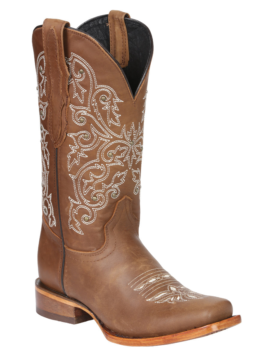 El General Women's Leather Cowgirl Boots - Made in Mexico - Honey Brown 45779 — view 2