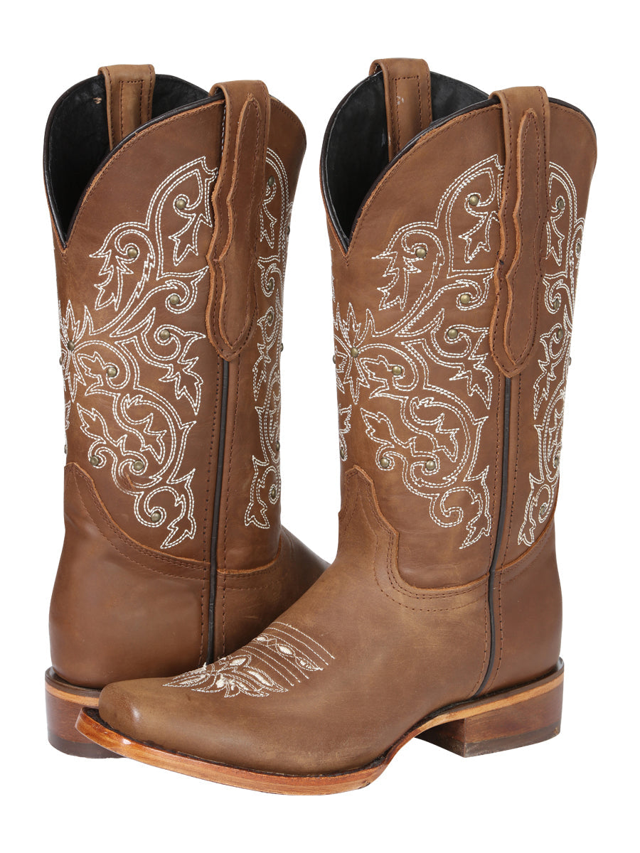El General Women's Leather Cowgirl Boots - Made in Mexico - Honey Brown 45779 — view 3