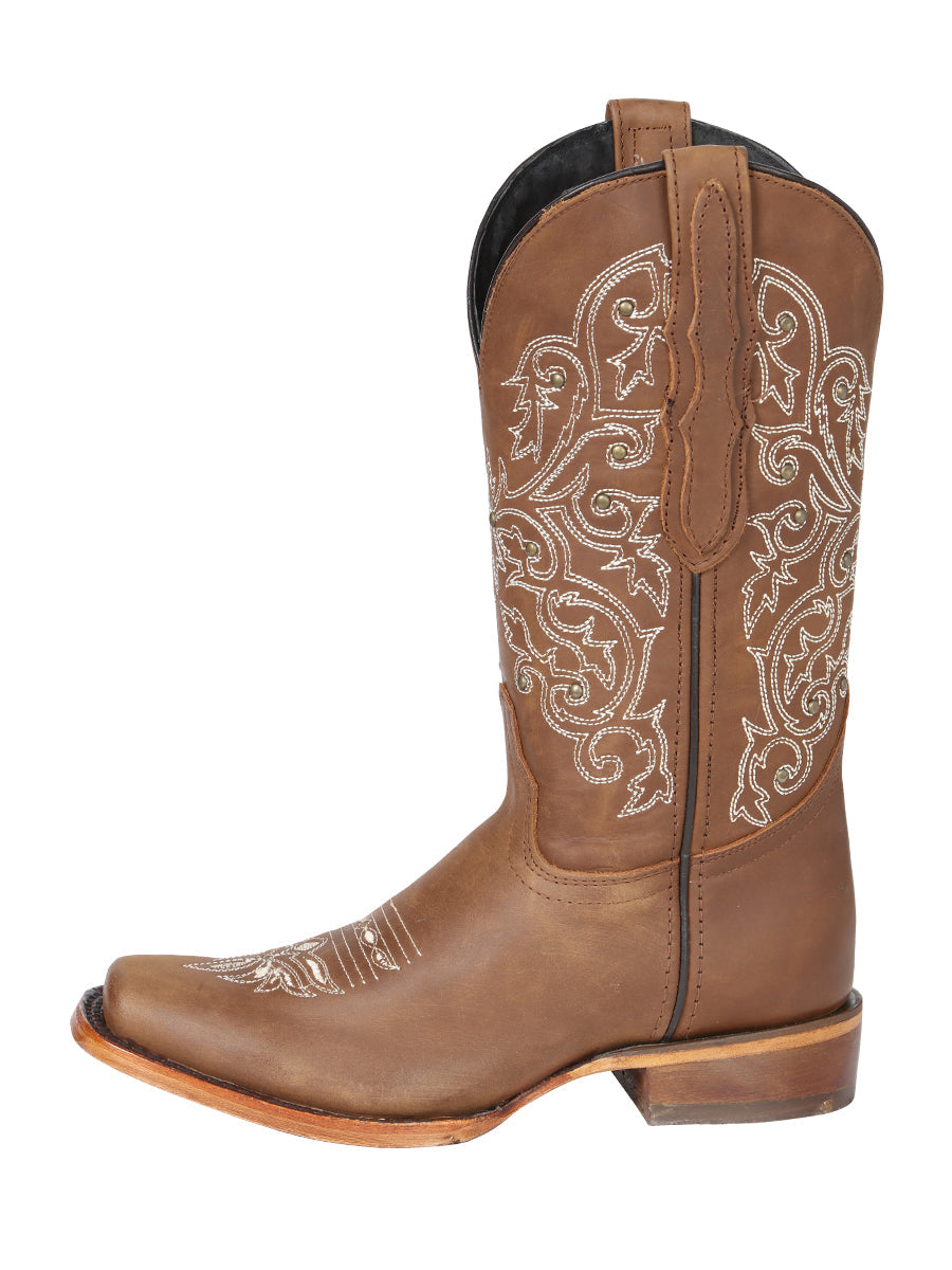 El General Women's Leather Cowgirl Boots - Made in Mexico - Honey Brown 45779 — view 5