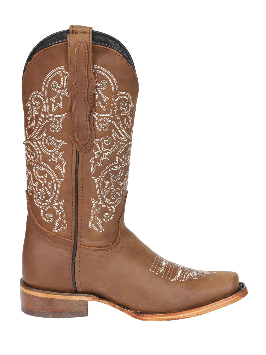 El General Women's Leather Cowgirl Boots - Made in Mexico - Honey Brown 45779 — view 6