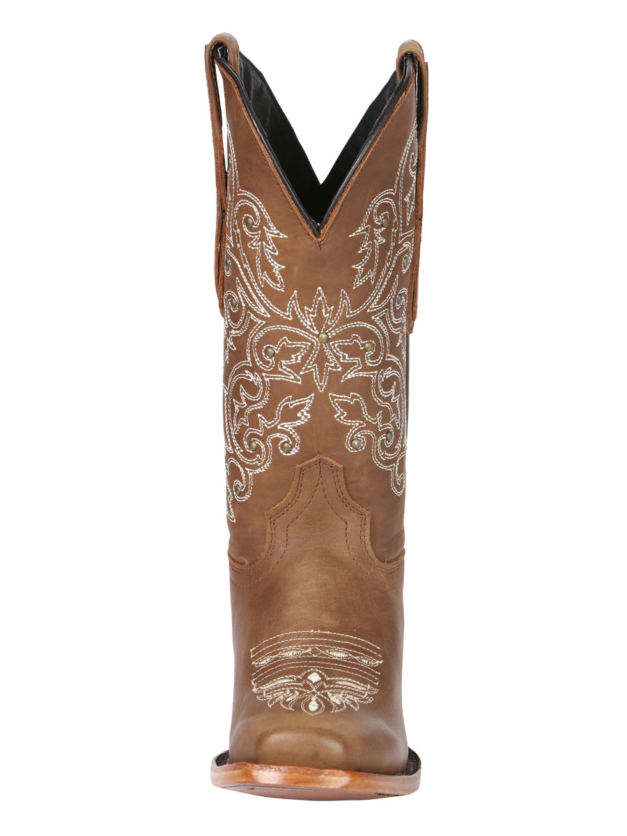 El General Women's Leather Cowgirl Boots - Made in Mexico - Honey Brown 45779 — view 7
