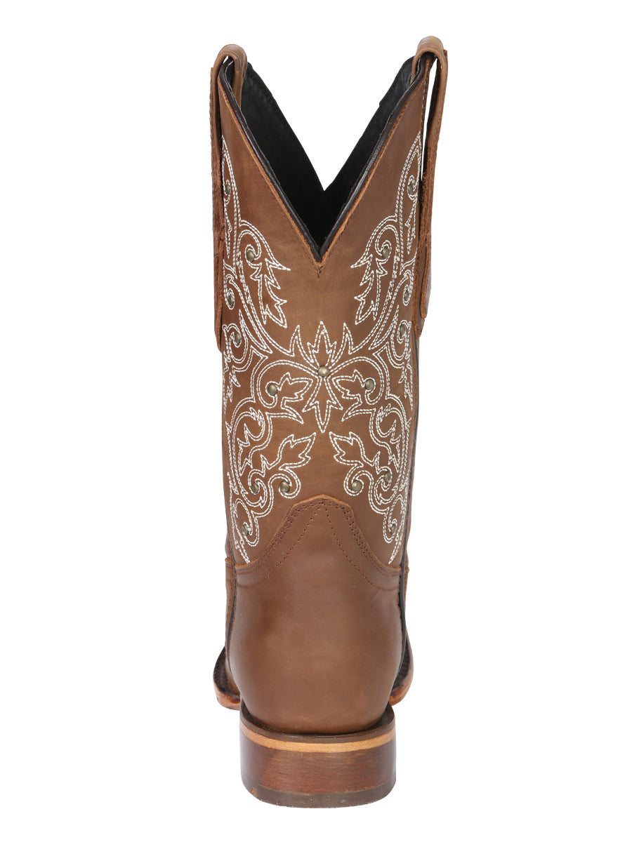 El General Women's Leather Cowgirl Boots - Made in Mexico - Honey Brown 45779 — view 8