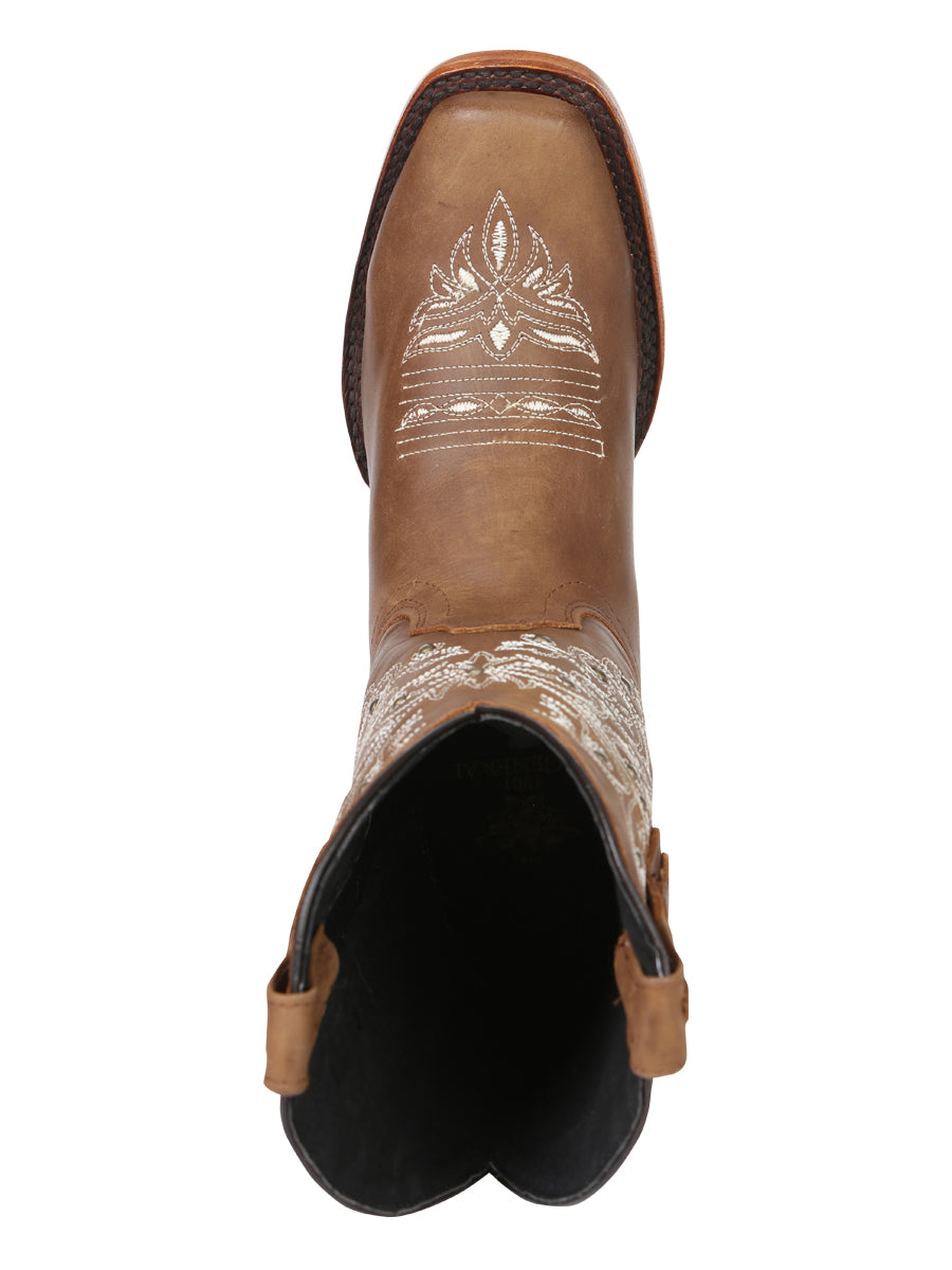 El General Women's Leather Cowgirl Boots - Made in Mexico - Honey Brown 45779 — view 9