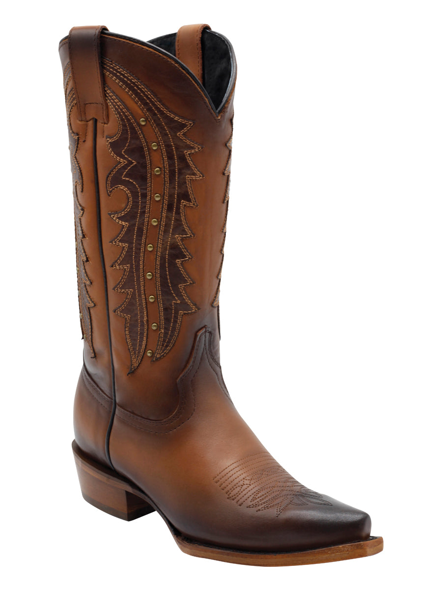 El General Women's Leather Traditional Cowgirl Boot - Made in Mexico - Honey Brown 45780 — view 2