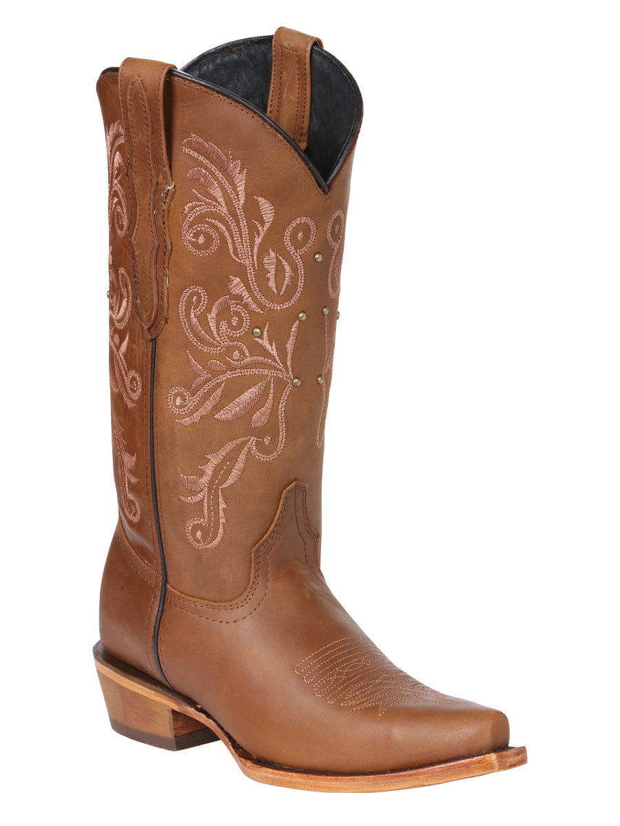 El General Women's Leather Cowboy Boots - Made in Mexico - Honey Brown 45781 — view 2