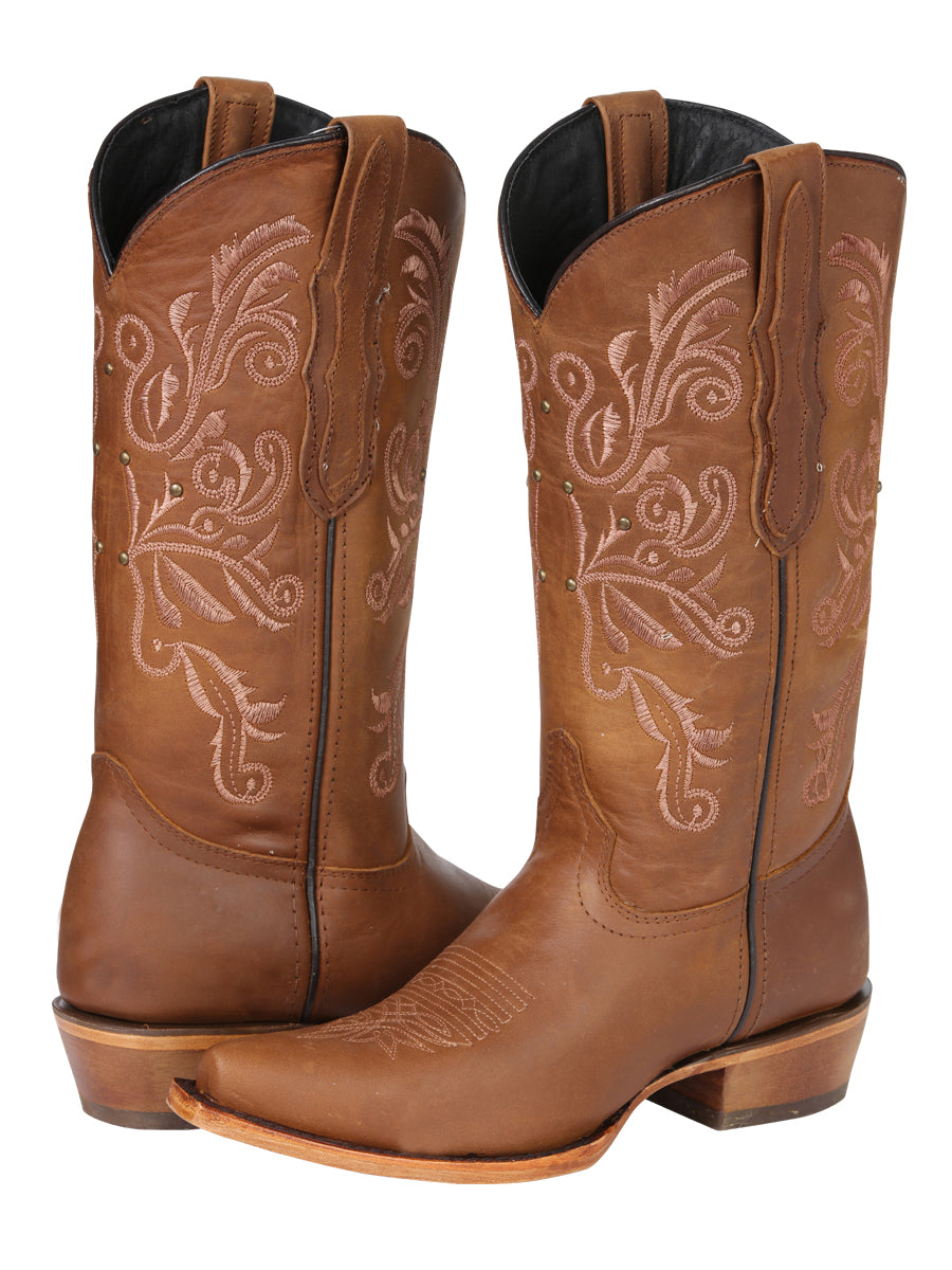 El General Women's Leather Cowboy Boots - Made in Mexico - Honey Brown 45781 — view 3