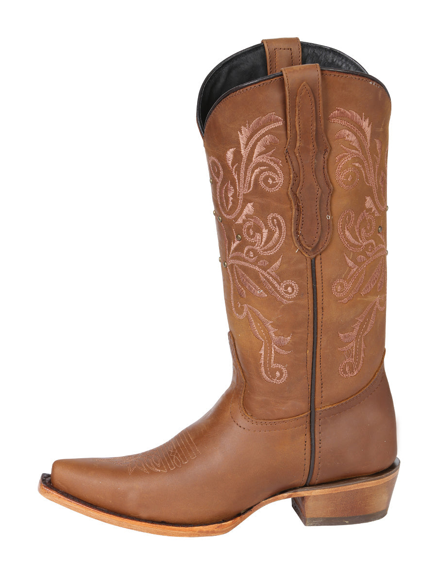 El General Women's Leather Cowboy Boots - Made in Mexico - Honey Brown 45781 — view 5