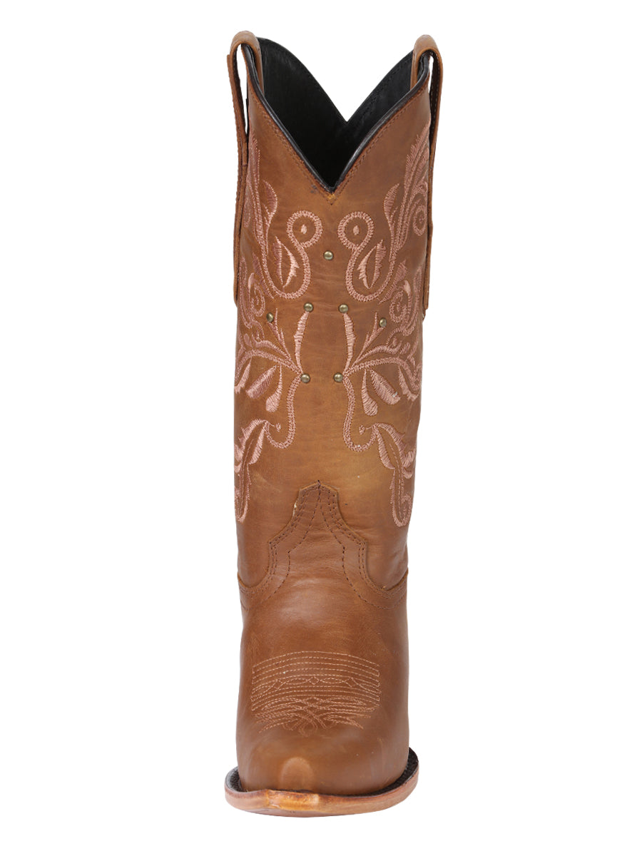 El General Women's Leather Cowboy Boots - Made in Mexico - Honey Brown 45781 — view 7