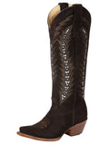 El General Women’s Embroidered Western Boots - Dark Brown 45789