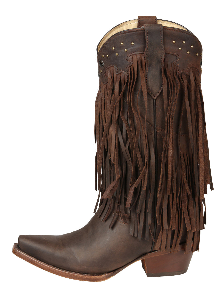 El General Women’s Fringe Western Boots - Choco 45795 — view 2