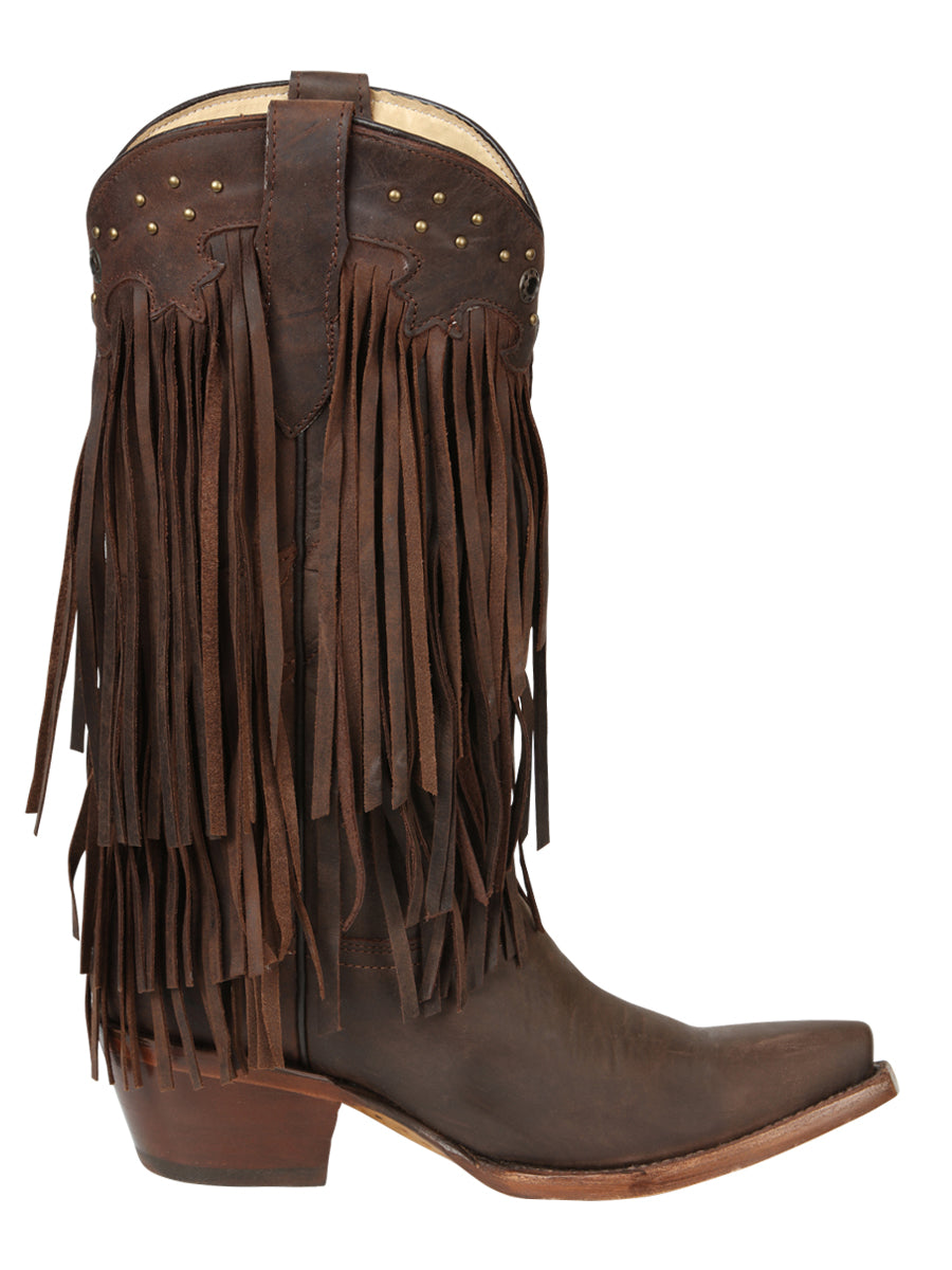 El General Women’s Fringe Western Boots - Choco 45795 — view 3