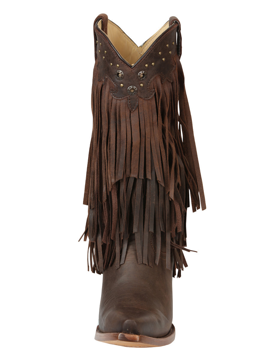 El General Women’s Fringe Western Boots - Choco 45795 — view 4