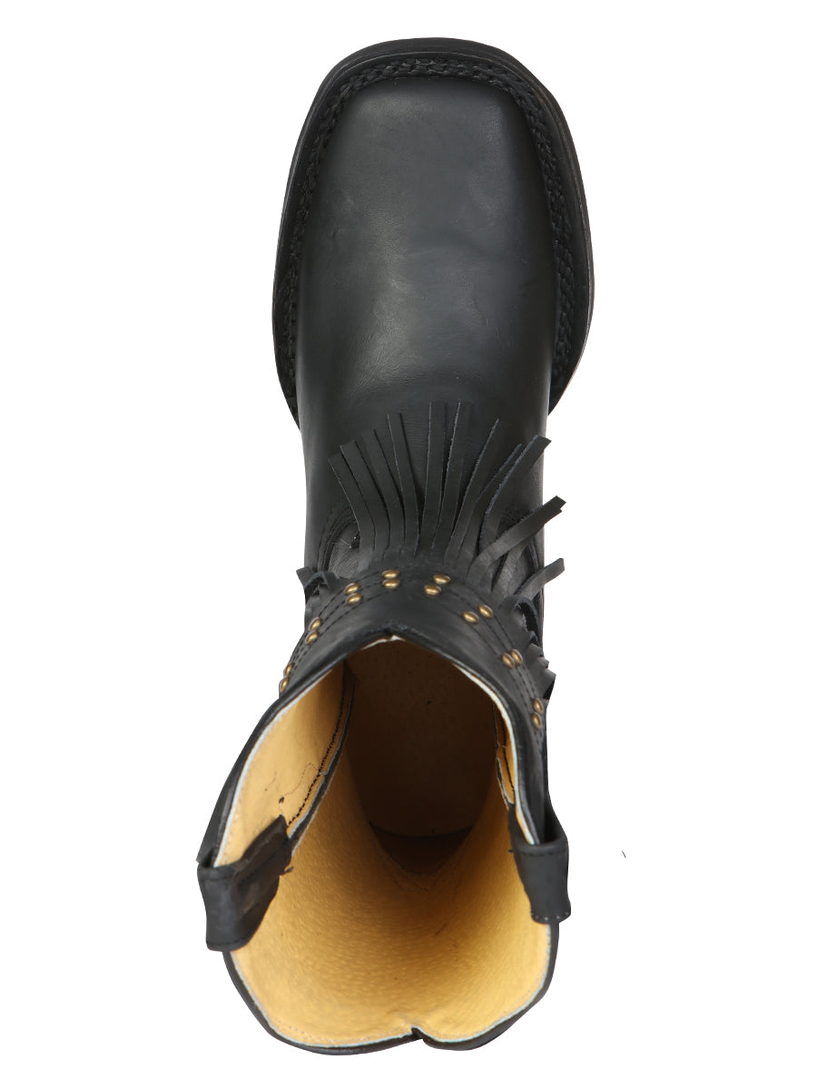 El General Women’s Leather Fringe Western Boots - Made in Mexico - Black 45798 — view 9