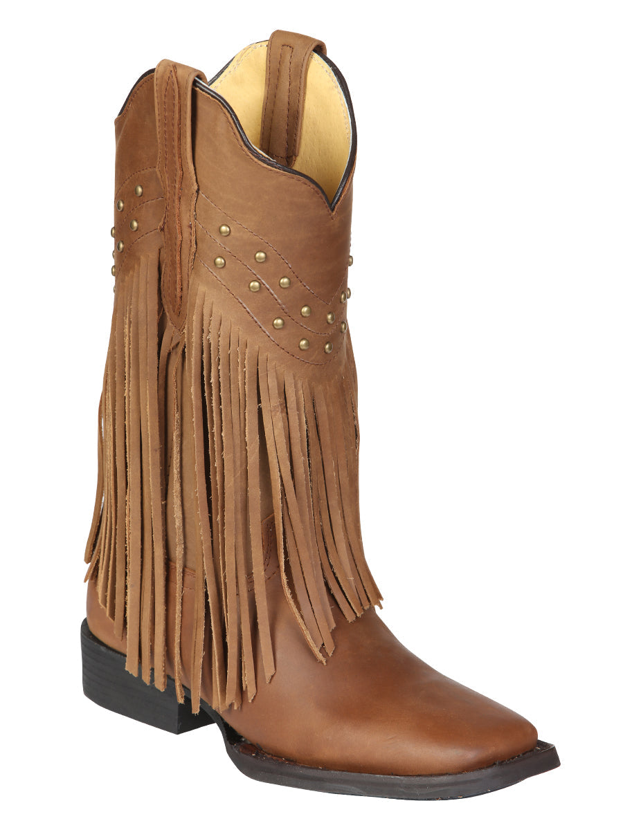 El General Women’s Leather Fringe Western Boots - Made in Mexico - Honey 45799 — view 2