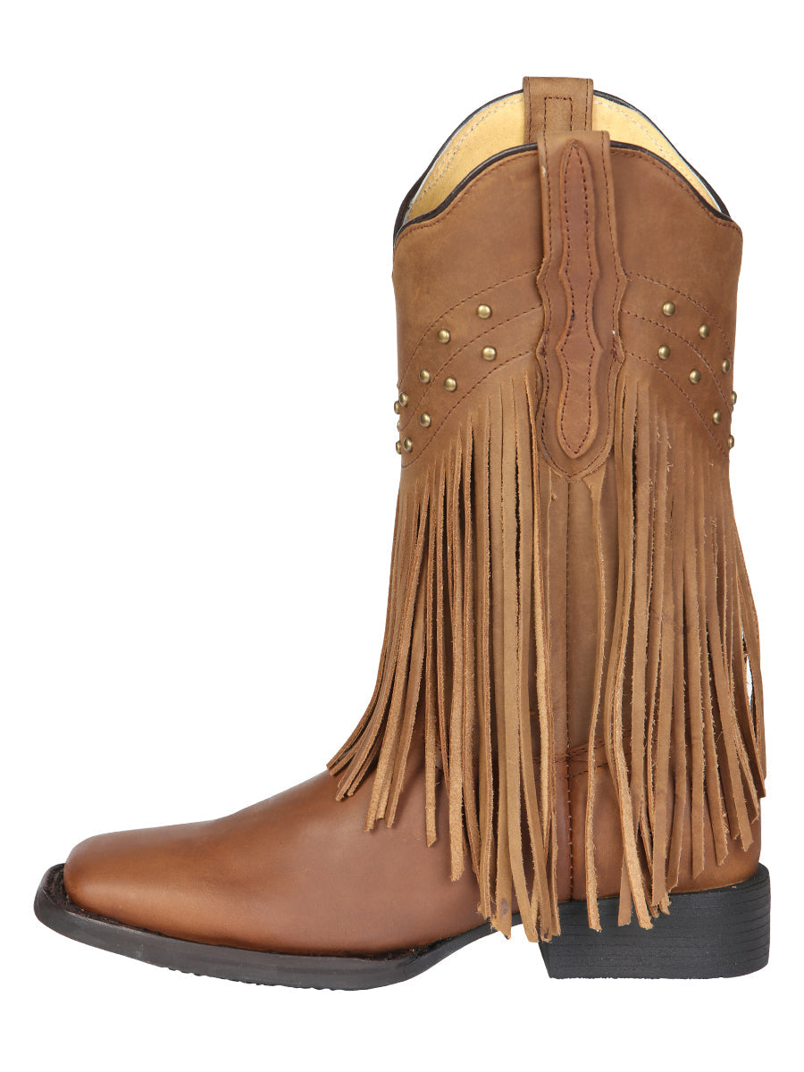 El General Women’s Leather Fringe Western Boots - Made in Mexico - Honey 45799 — view 5
