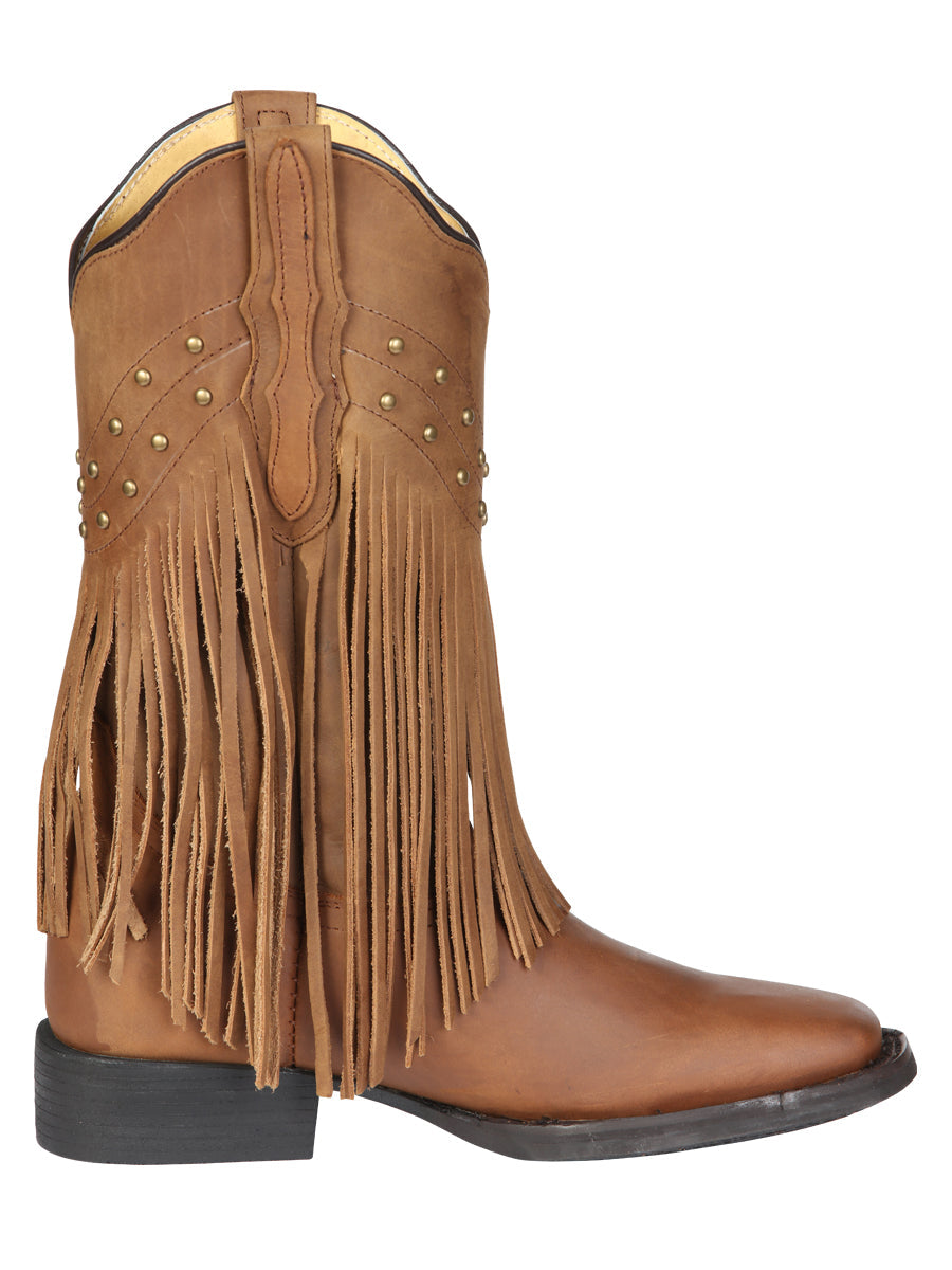 El General Women’s Leather Fringe Western Boots - Made in Mexico - Honey 45799 — view 6