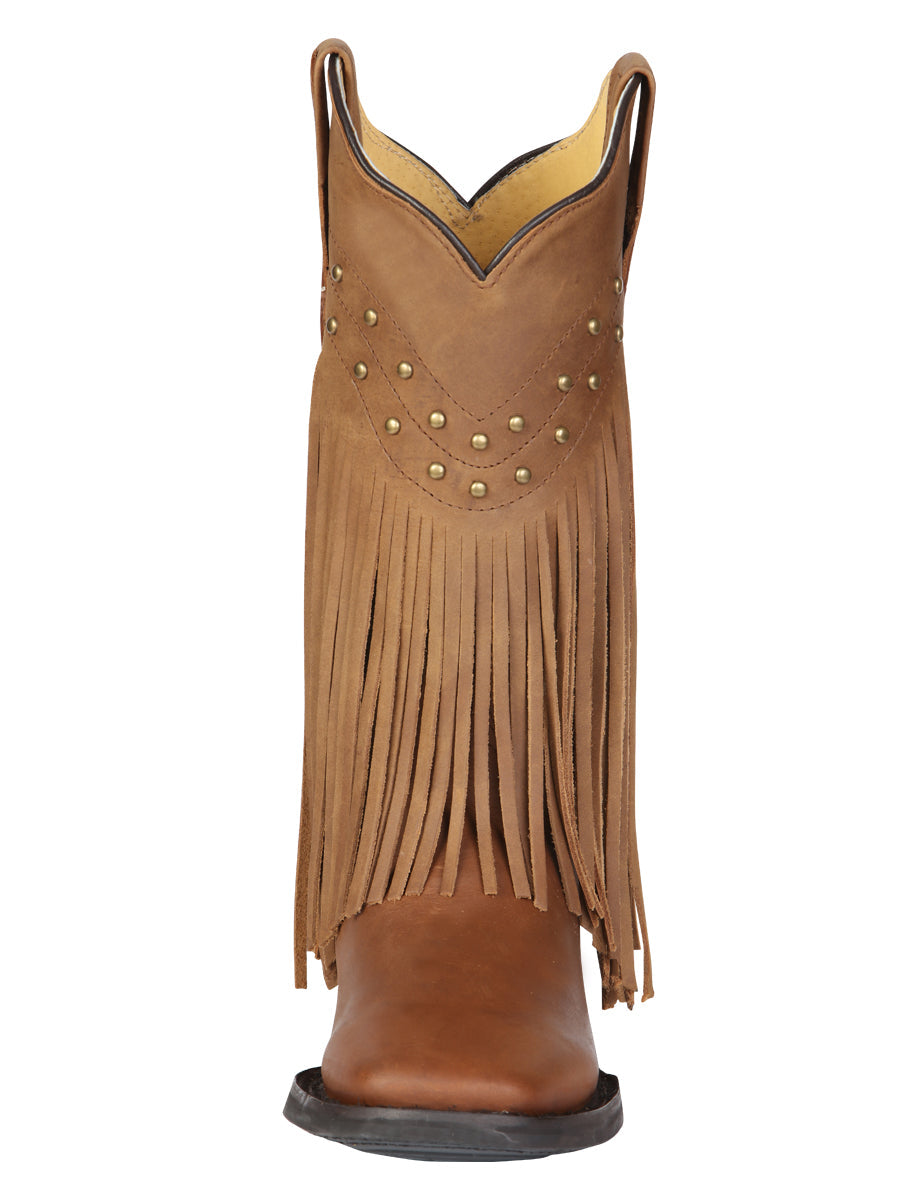 El General Women’s Leather Fringe Western Boots - Made in Mexico - Honey 45799 — view 7