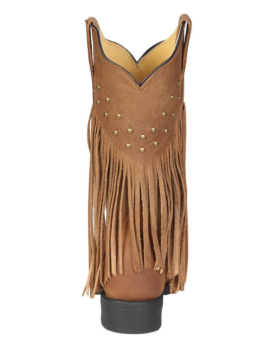 El General Women’s Leather Fringe Western Boots - Made in Mexico - Honey 45799 — view 8