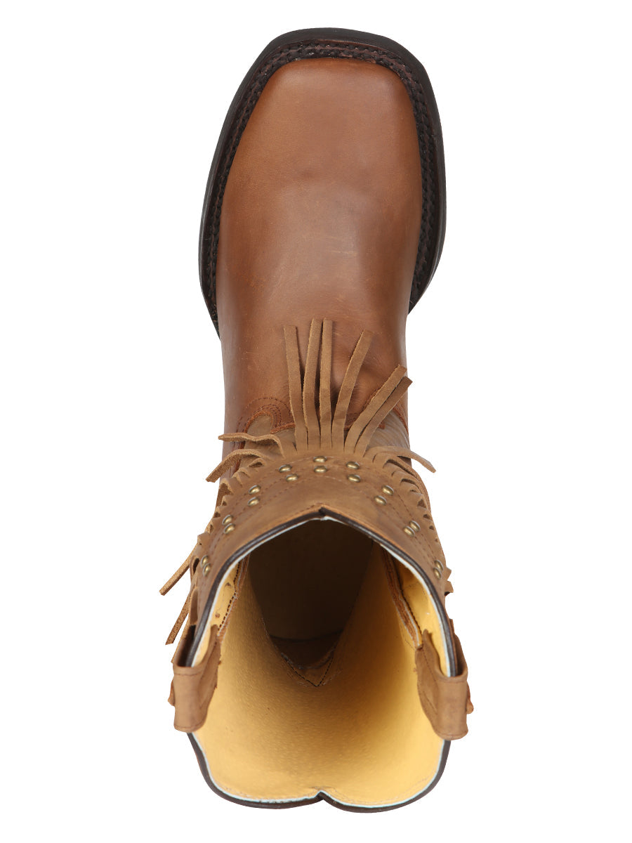 El General Women’s Leather Fringe Western Boots - Made in Mexico - Honey 45799 — view 9