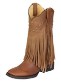 El General Women’s Leather Fringe Western Boots - Made in Mexico - Honey 45799