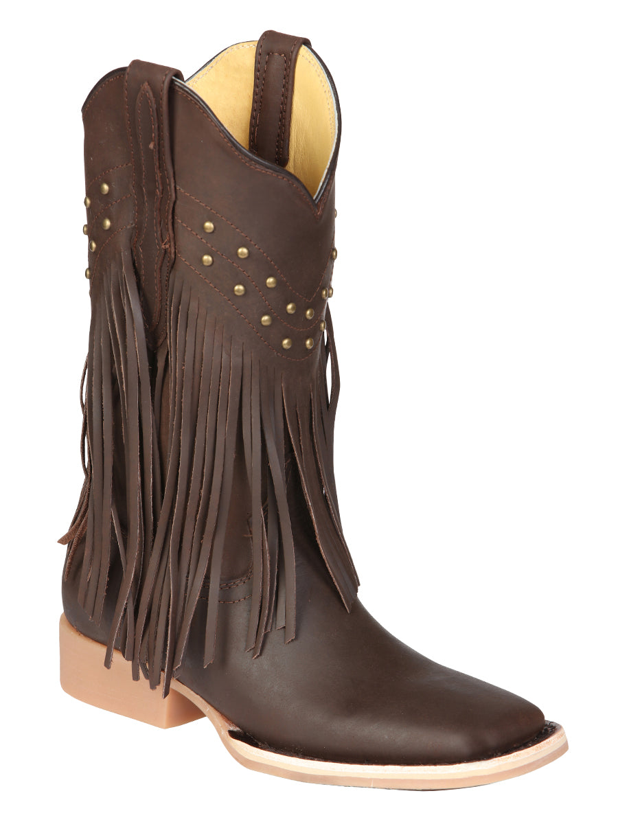El General Women’s Leather Fringe Western Boots - Made in Mexico - Brown 45800 — view 2