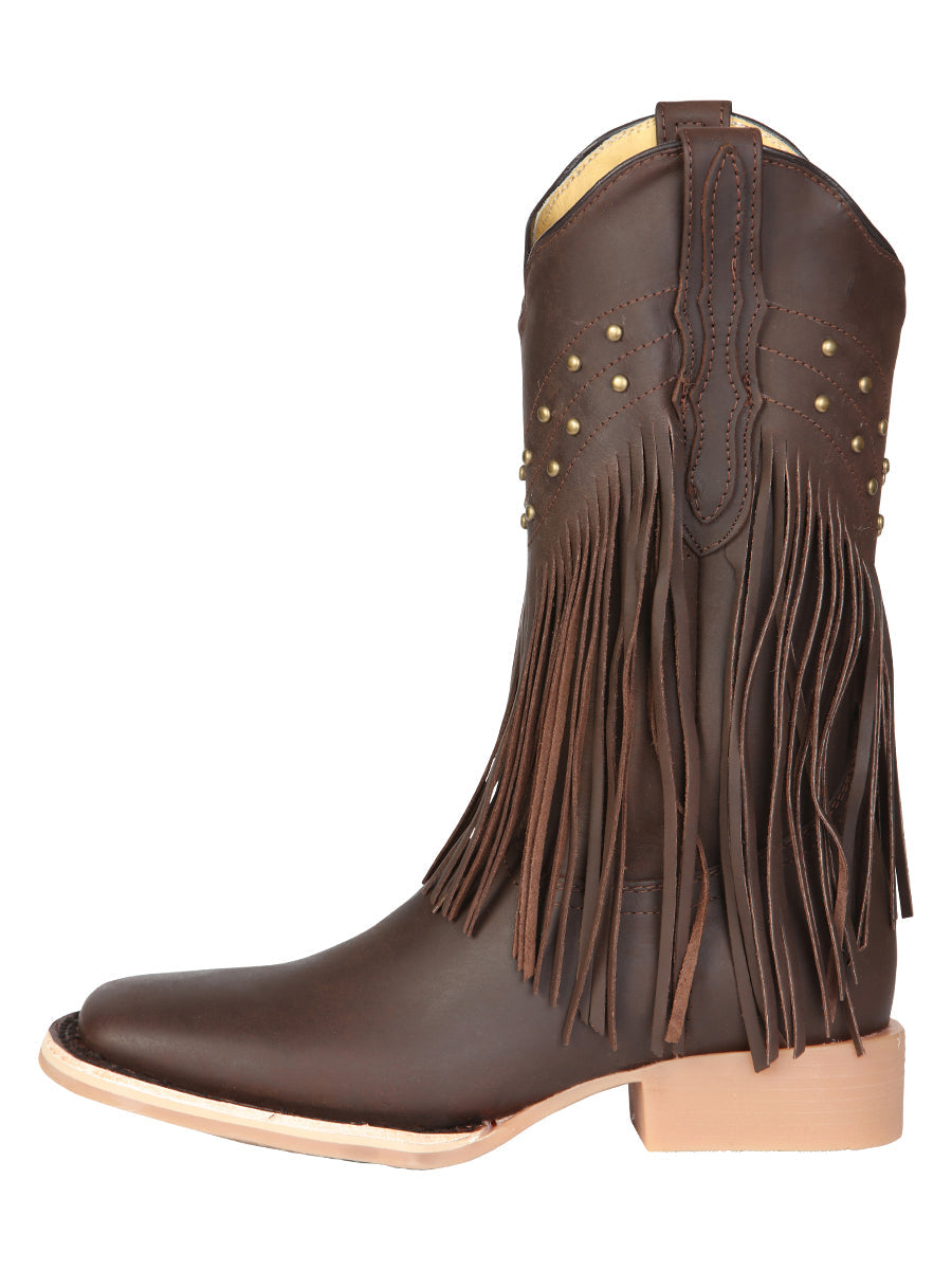 El General Women’s Leather Fringe Western Boots - Made in Mexico - Brown 45800 — view 5