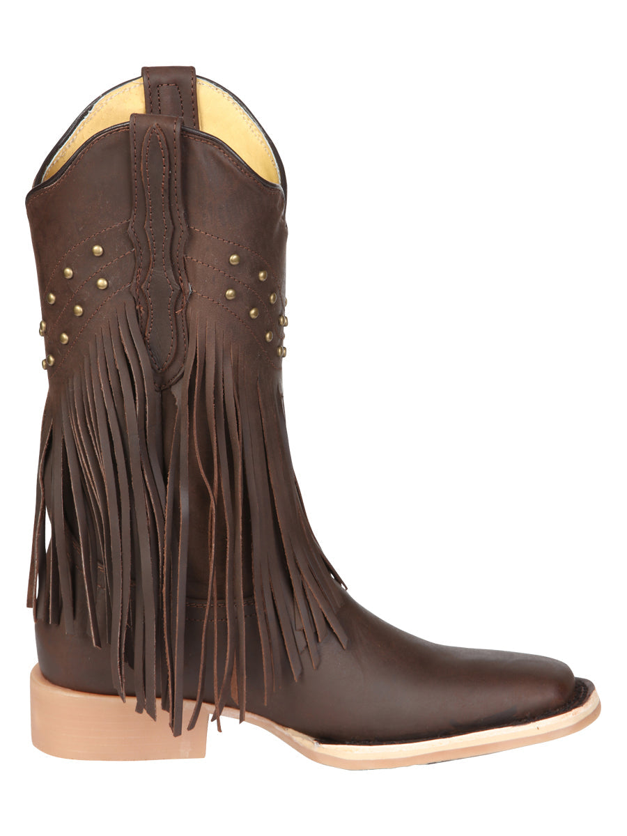 El General Women’s Leather Fringe Western Boots - Made in Mexico - Brown 45800 — view 6