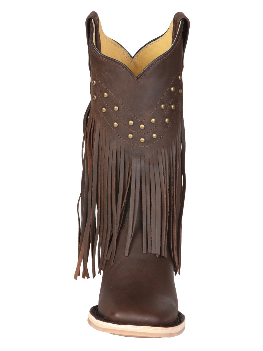 El General Women’s Leather Fringe Western Boots - Made in Mexico - Brown 45800 — view 7
