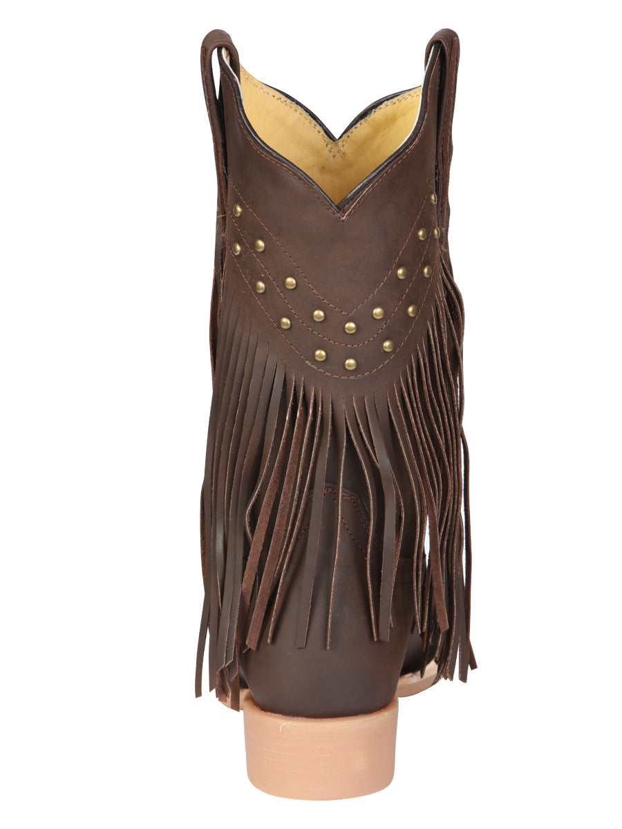 El General Women’s Leather Fringe Western Boots - Made in Mexico - Brown 45800 — view 8