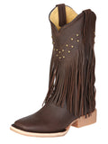 El General Women’s Leather Fringe Western Boots - Made in Mexico - Brown 45800