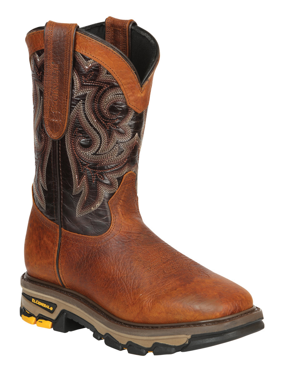 El General Men's Leather Work Boots - Made In Mexico - Redwood Brown 45806 — view 2