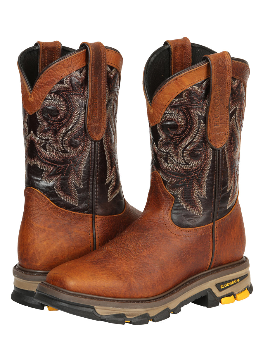 El General Men's Leather Work Boots - Made In Mexico - Redwood Brown 45806 — view 3