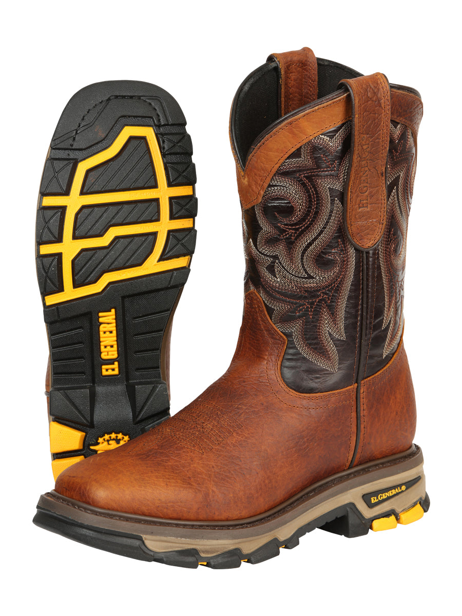 El General Men's Leather Work Boots - Made In Mexico - Redwood Brown 45806 — view 4