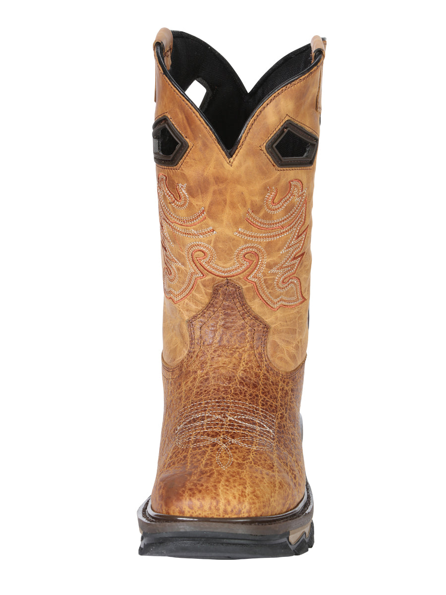 El General Men's Leather Work Boots - Made In Mexico - Embossed Elephant Print - Honey 45807 — view 7