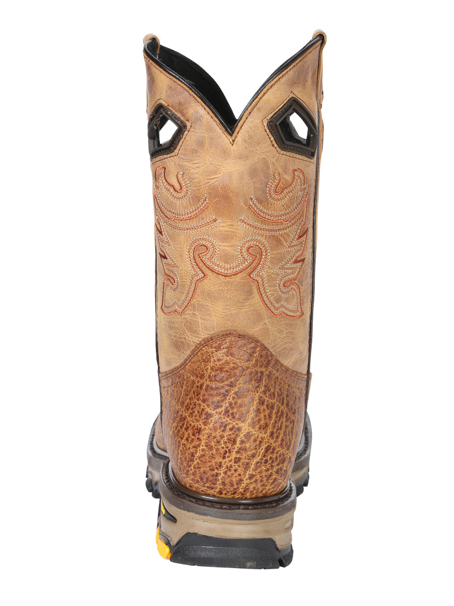 El General Men's Leather Work Boots - Made In Mexico - Embossed Elephant Print - Honey 45807 — view 8