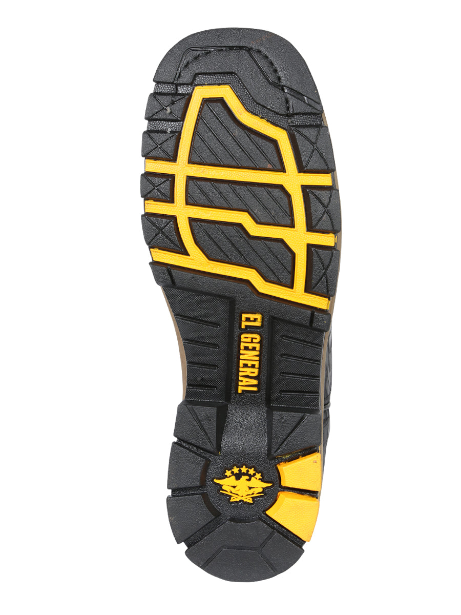 El General Men's Leather Work Boots - Made In Mexico - Embossed Caiman Print - Black 45810 — view 10