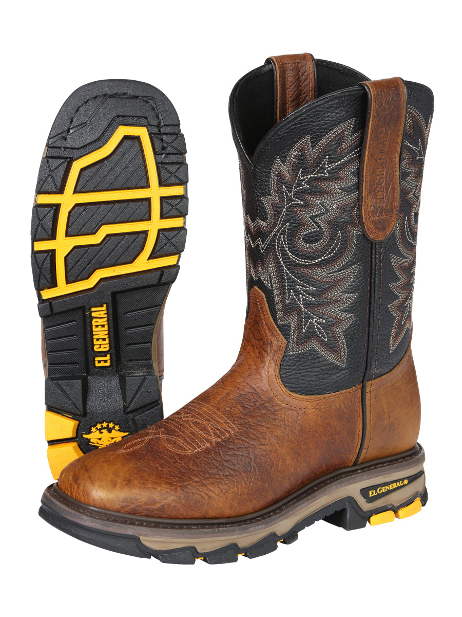 El General Men's Leather Work Boots - Made In Mexico - Redwood Brown 45811 — view 3