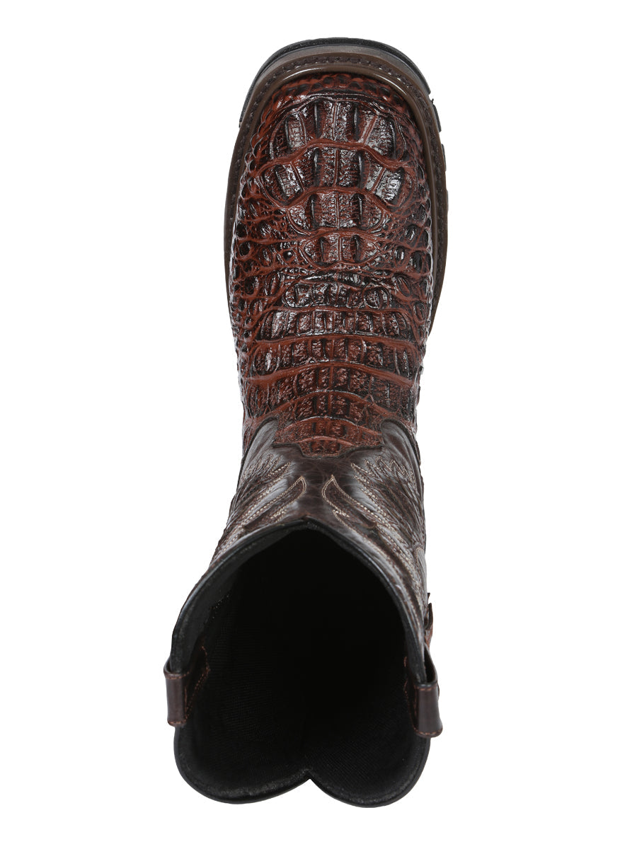 El General Men's Leather Work Boots - Made In Mexico - Embossed Caiman Print - Brown 45813 — view 9