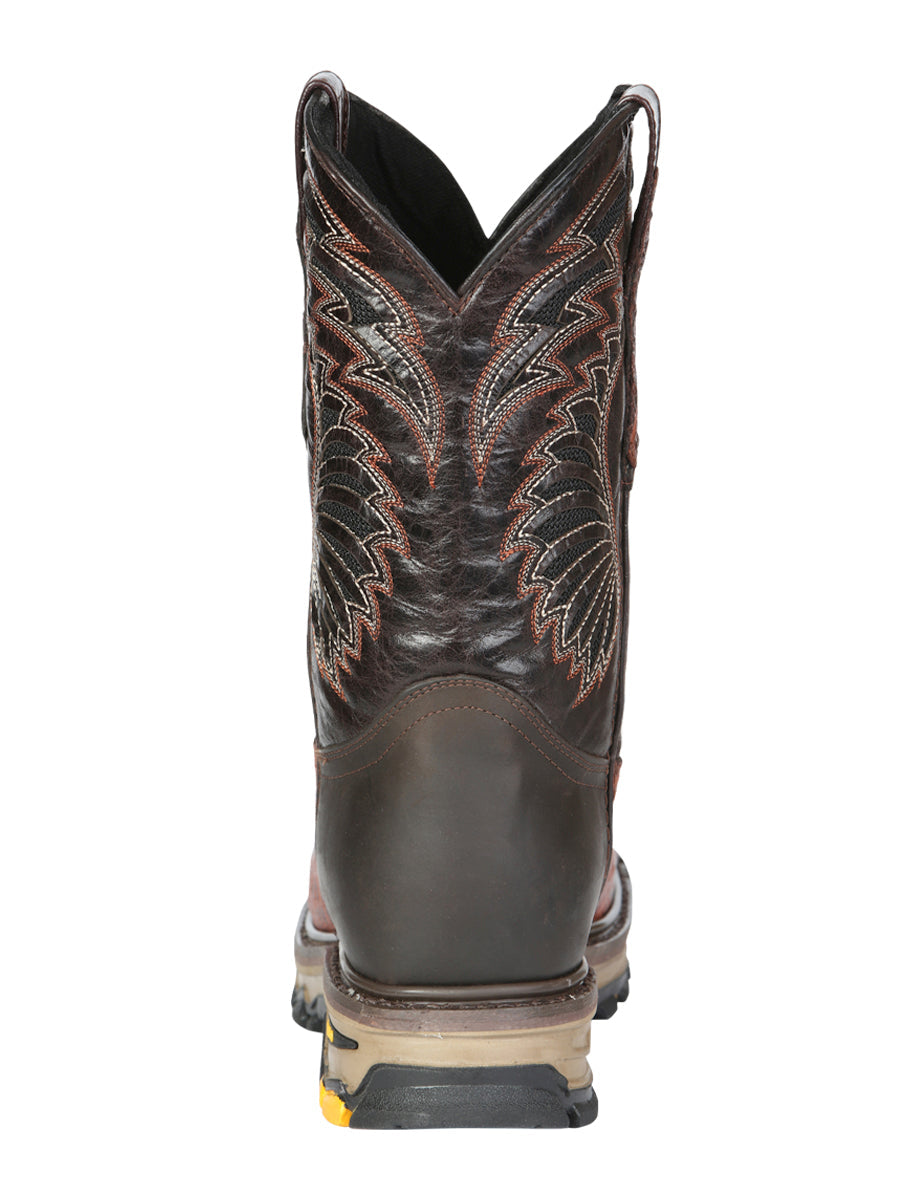 El General Men's Leather Work Boots - Made In Mexico - Embossed Caiman Print - Cognac 45815 — view 8