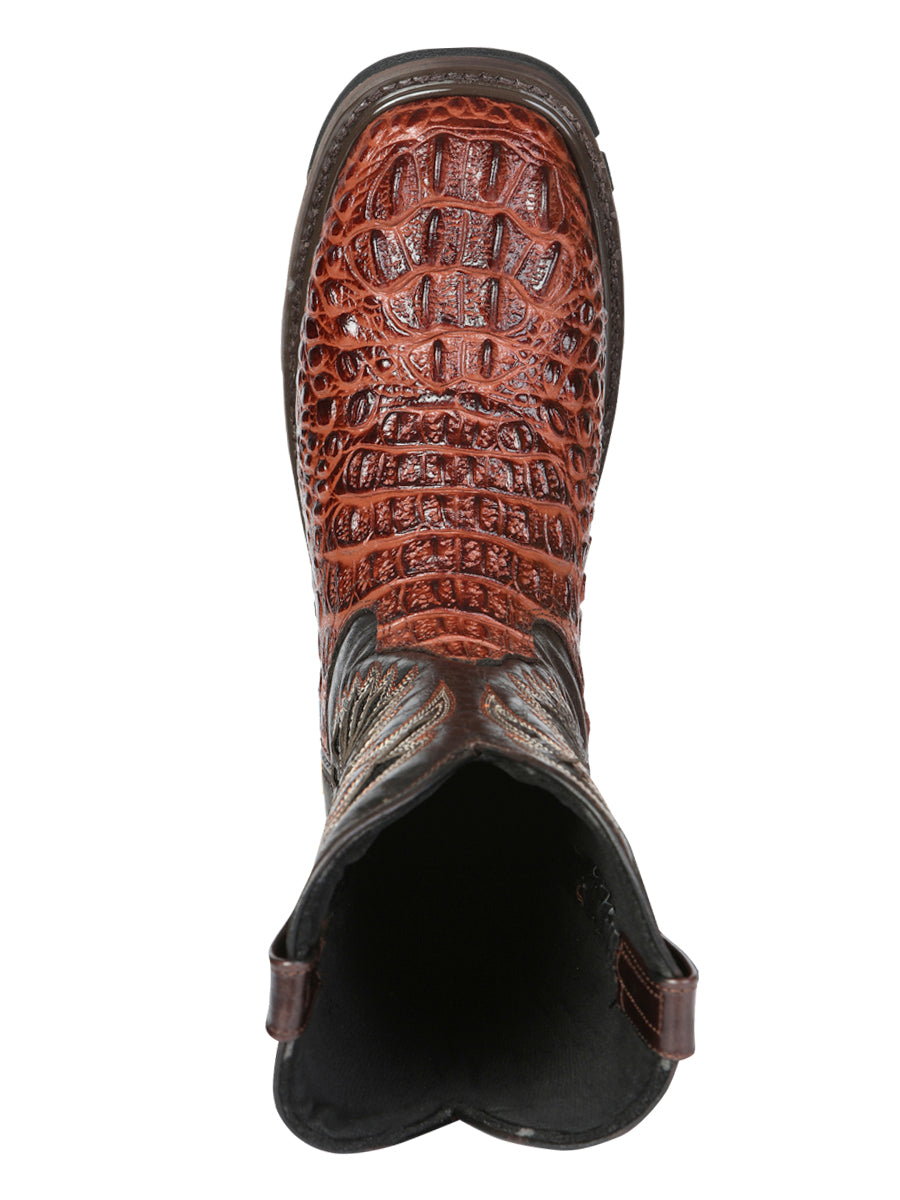 El General Men's Leather Work Boots - Made In Mexico - Embossed Caiman Print - Cognac 45815 — view 9
