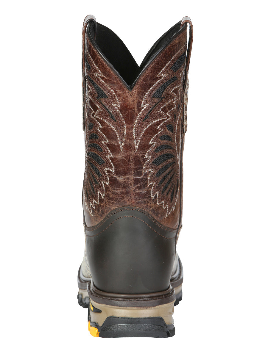 El General Men's Leather Work Boots - Made in Mexico - Printed Caiman -Sand 45816 — view 7